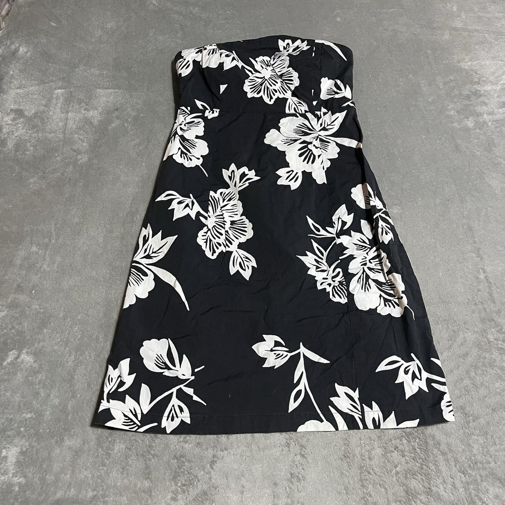 Y2K GAP Strapless Floral Sundress Womens 8 Black White Short Pullover Beach